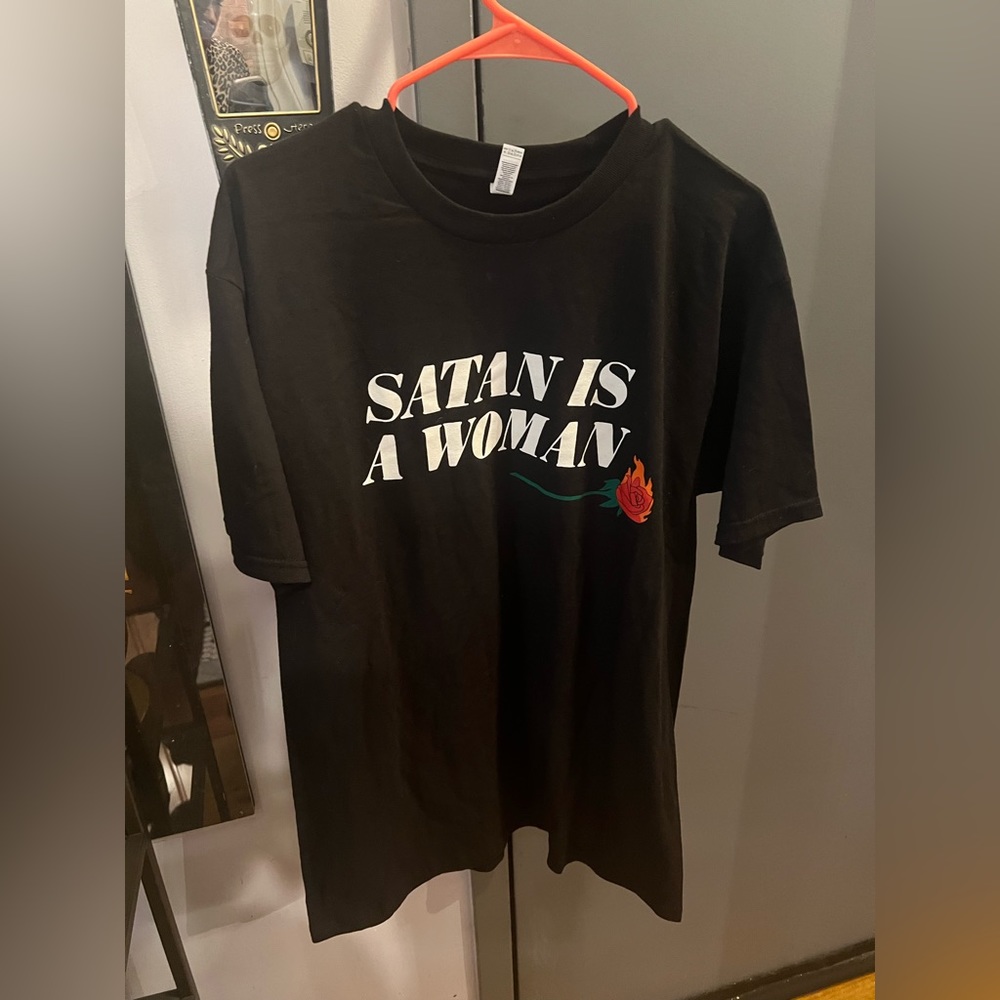 “Satan is a woman” tee shirt, size large